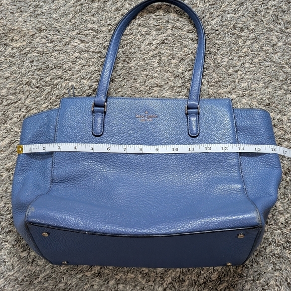 Kate Spade Blue Pebbled Leather Satchel Tote Bag - Picture 11 of 16